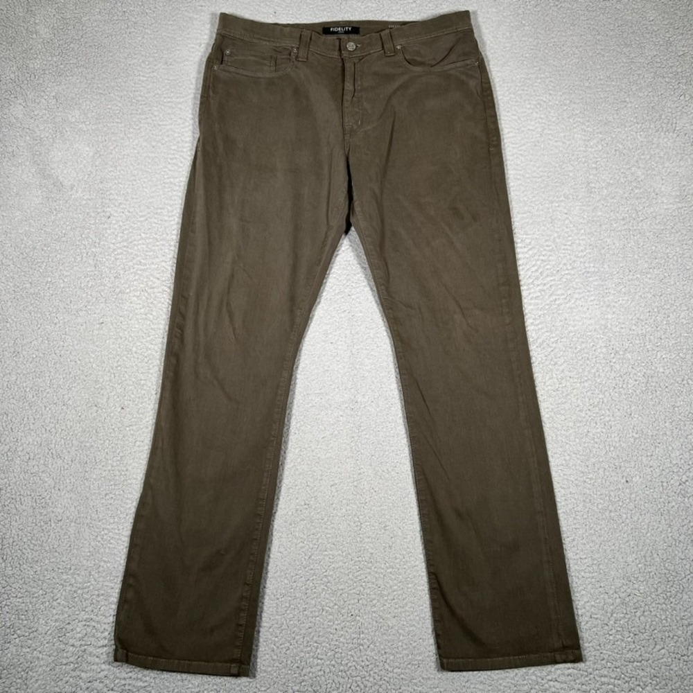 Fidelity Pants Mens 38x34 Army Green Jimmy Straight Fit Twill‎ Chino Preppy USA